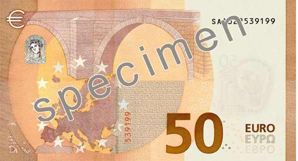 Rückseite der neuen 50 €-Banknote