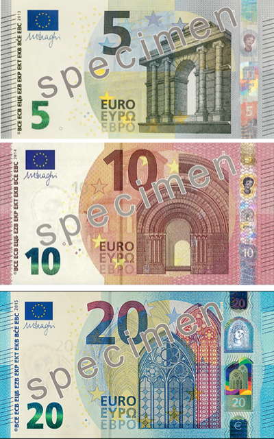 Die neuen 5 €, 10 € und 20 €-Banknoten
